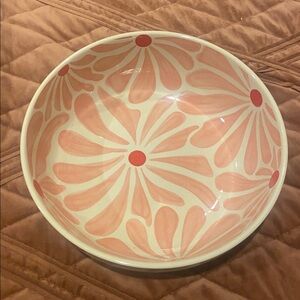 Floral Pink and White Ceramic Bowl
